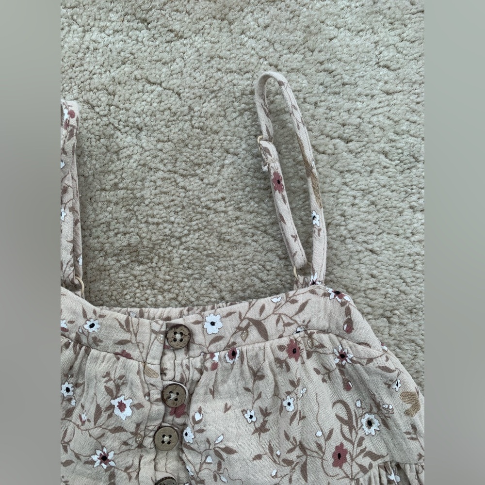 Rylee + Cru Size 2-3 Years Colbie Tiered Maxi Neutral Tan Dragonfly Button Dress - Picture 5 of 8